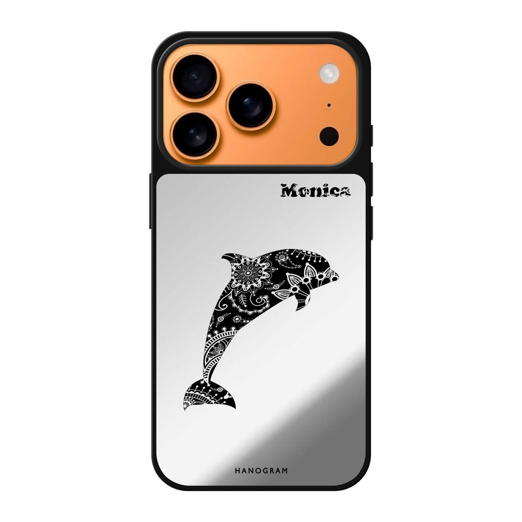 Mandala dolphin personalized name dolphin animal geometric iPhone 17 Pro Max mirror case
