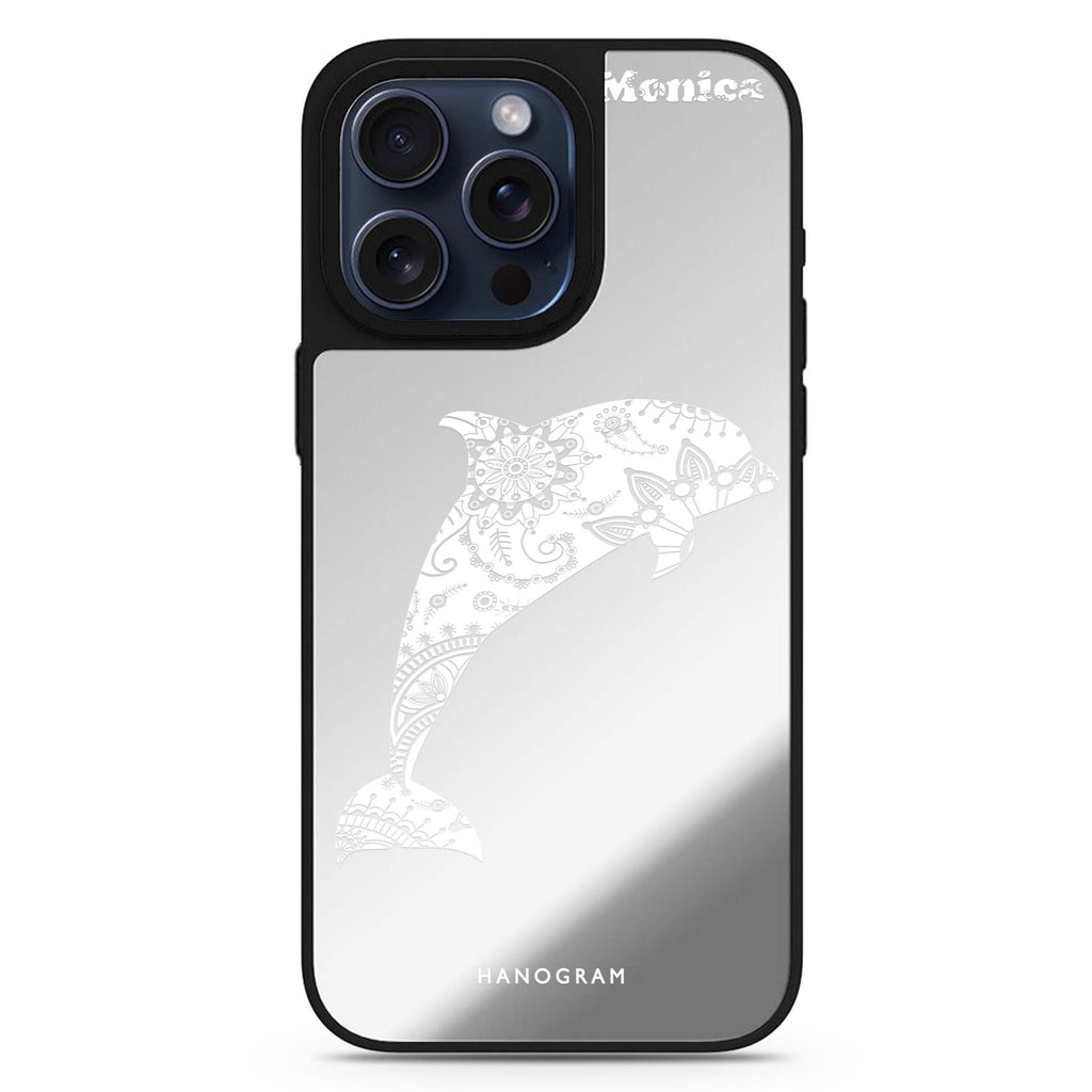 Mandala Dolphin personalized name MagSafe mirror case for iPhone 16/15/14 Pro Max and Pro, main view