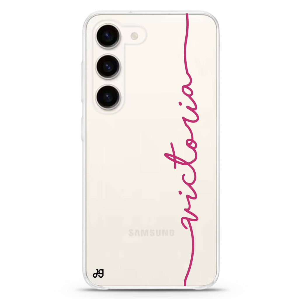 Vertical Handwritten II personalized ultra-clear case for Samsung Galaxy S23/S22, front view
