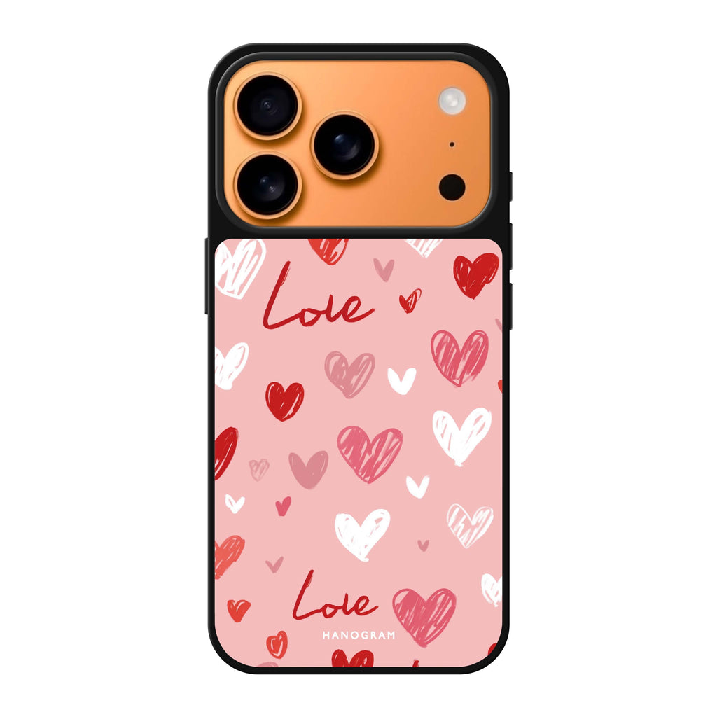 Love Grid valentines heart pattern romantic iPhone 17 Pro Max mirror case