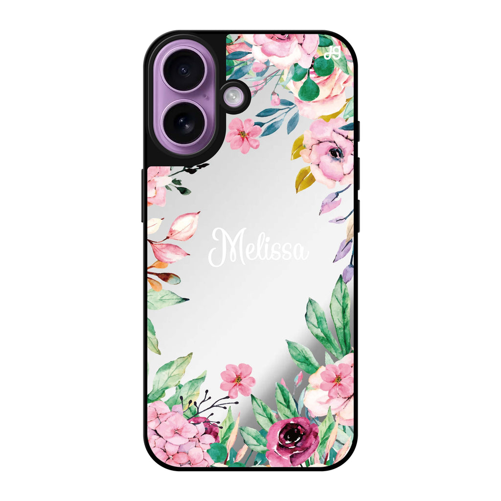 Reflective iPhone 16 Mirror Case –Floral Dream II Design