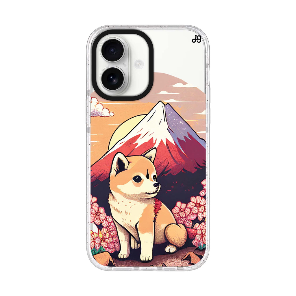 Shiba Inu & Fuji Mountain iPhone 17 ultra clear MagSafe case, front product view