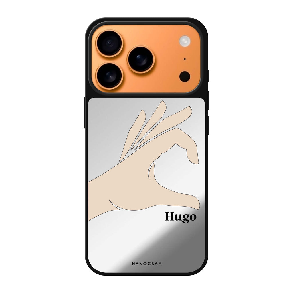 Left Hand heart personalized name valentines heart romantic iPhone 17 Pro Max mirror case