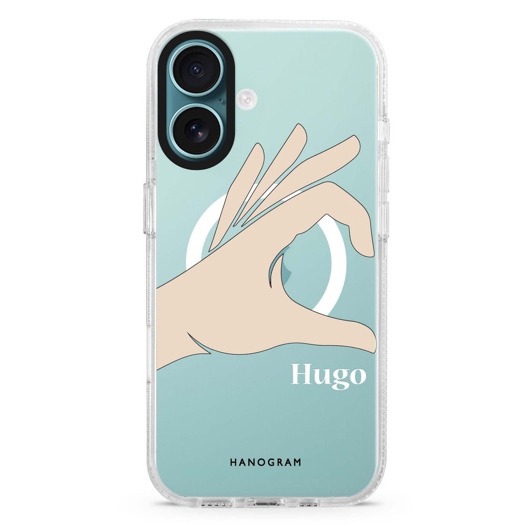 Left Hand heart MagSafe Compatible iPhone 16 Ultra Clear Case - Personalized and Stylish Protection