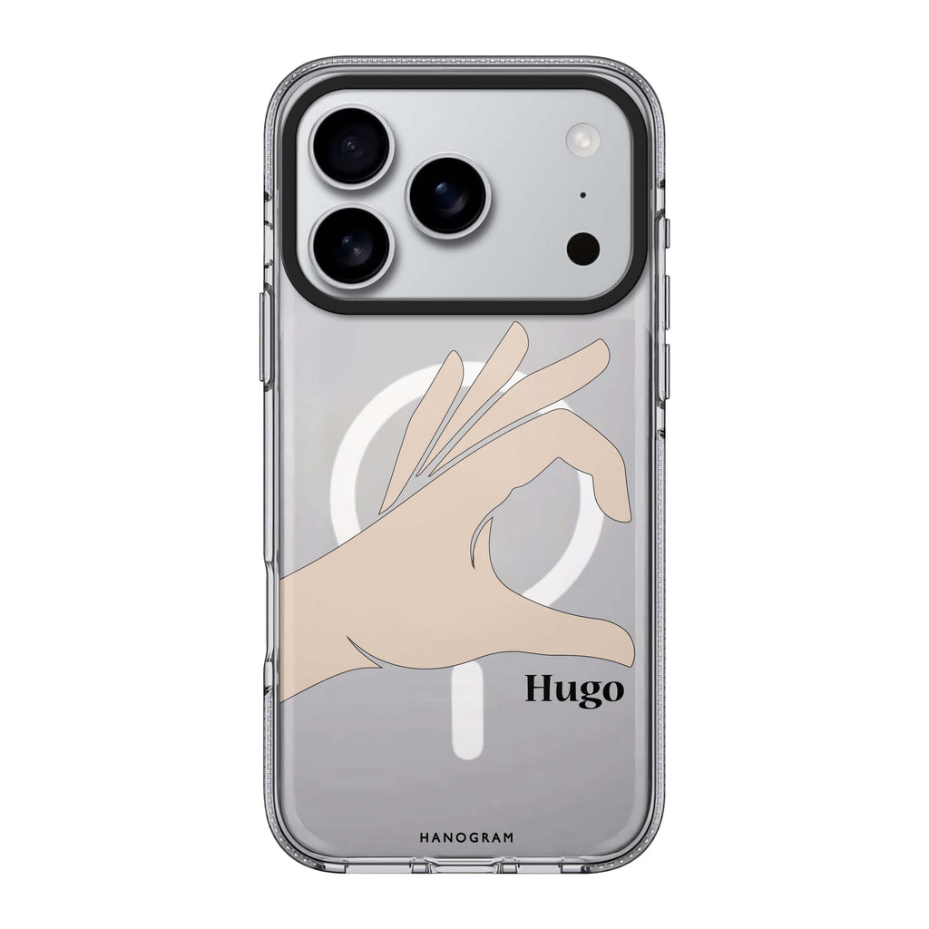Left Hand heart personalized name heart romantic Valentine iPhone 17 Pro Max ultra clear case