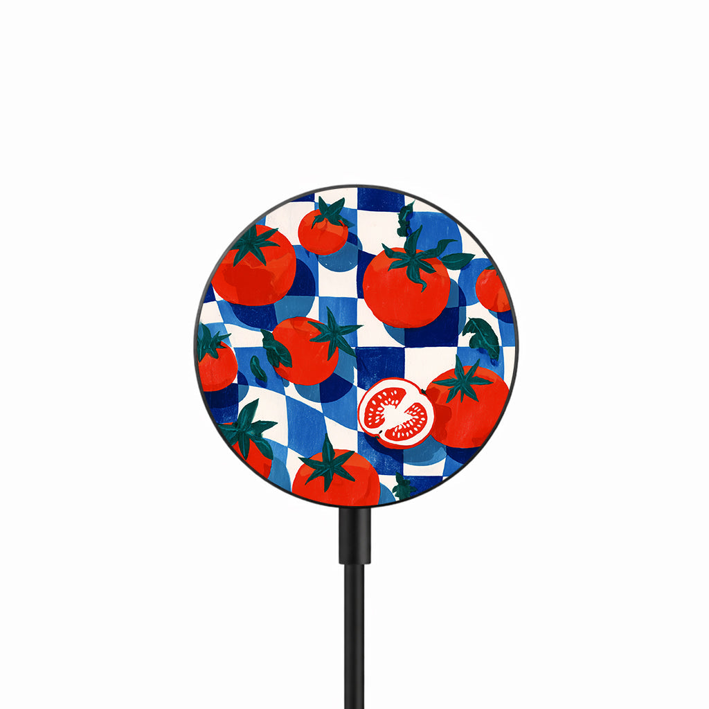 Tomato Picnic Check 25W Qi2.2 magnetic wireless charger front view