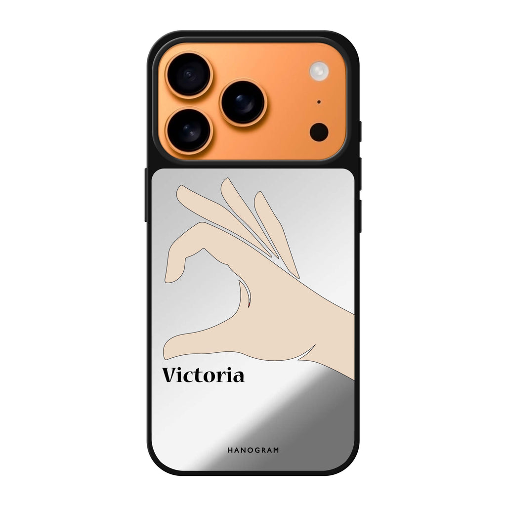 Right Hand heart personalized name valentines heart romantic iPhone 17 Pro Max mirror case