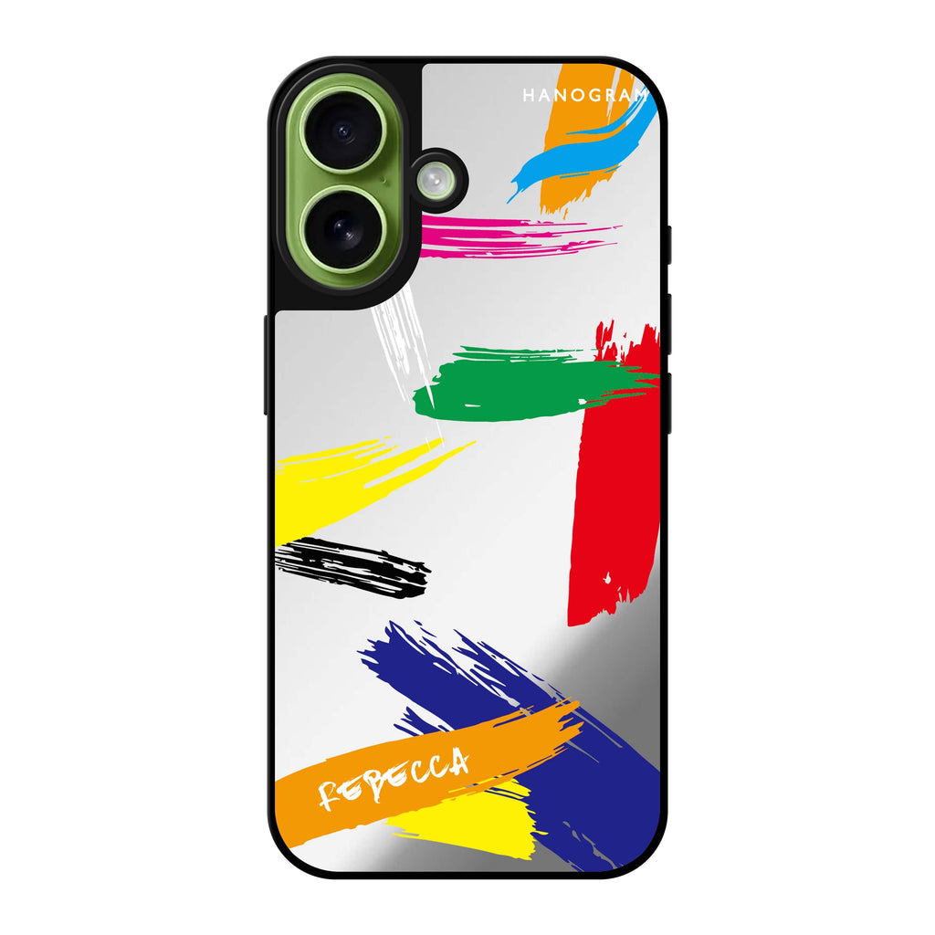 Reflective iPhone 16 Mirror Case –Brush Paint Design