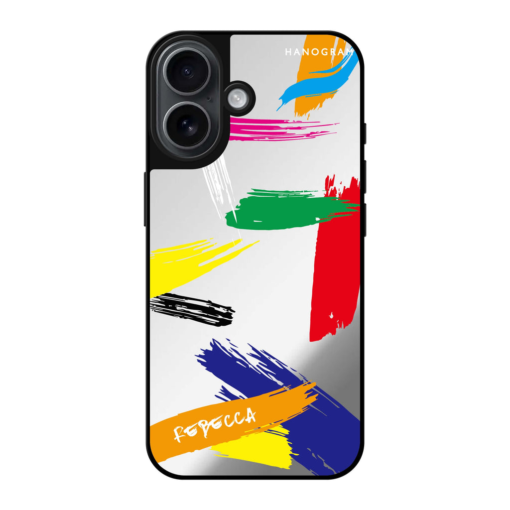 Reflective iPhone 16 Mirror Case –Brush Paint Design