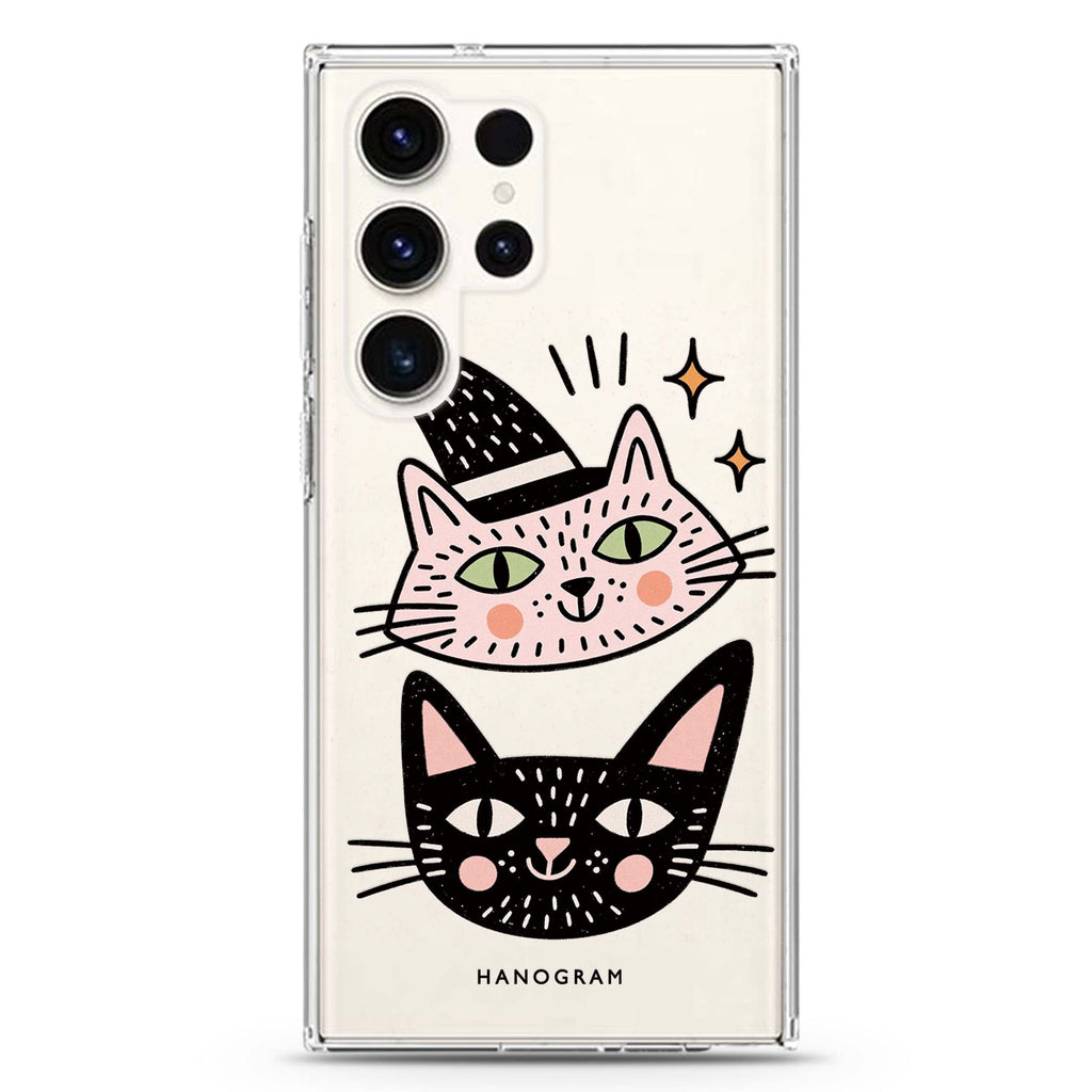 Two Cats One Spell Samsung Galaxy Ultra Clear Case — front view