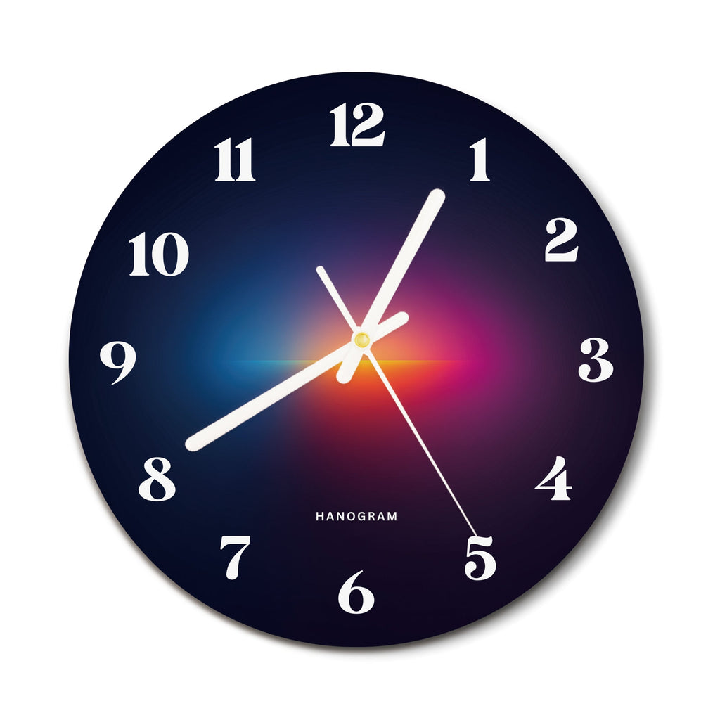 Neon Core premium glass wall clock, modern abstract home decor clock, main view
