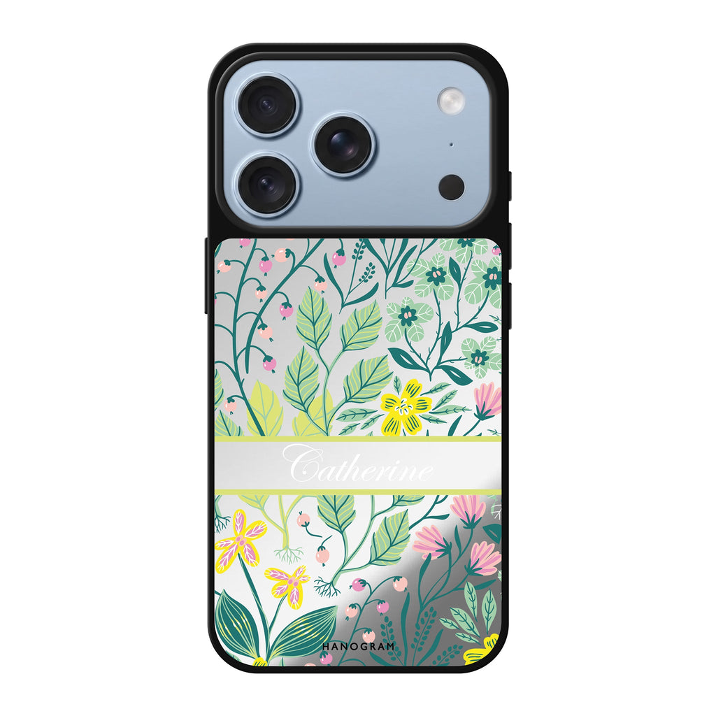 Fleur Fusion personalized name flower floral iPhone 18 Pro Max mirror case