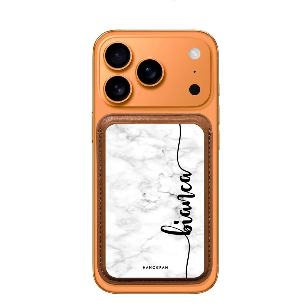 Marble Edition I custom name MagSafe wallet for iPhone, personalized magnetic card holder, main view