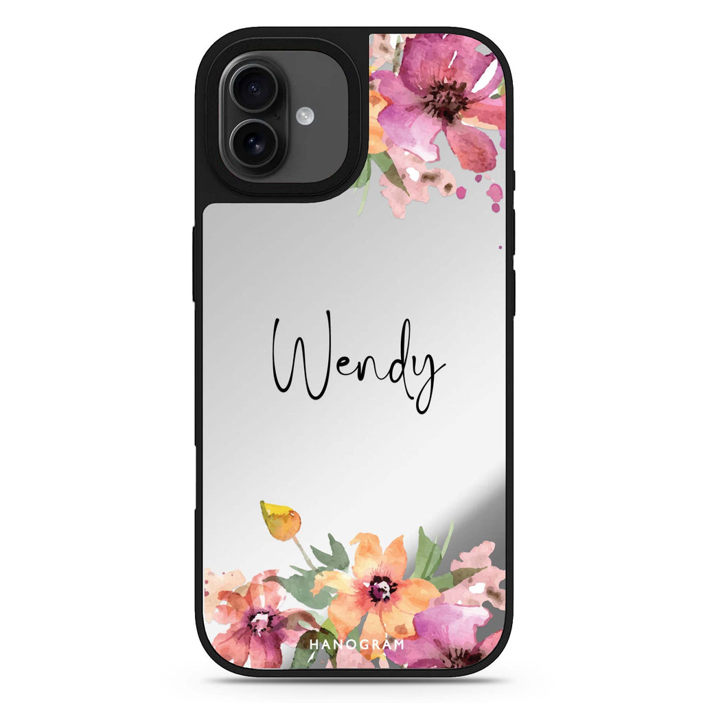 Garden Glow personalized name floral design iPhone 17 mirror case