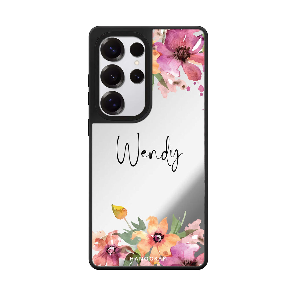 Custom Garden Glow Samsung Galaxy S25 S24 S23 Ultra mirror case, front view
