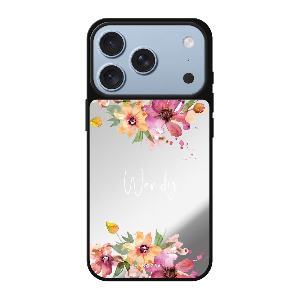 Garden Glow personalized name spring floral nature sparkle iPhone 18 Pro Max mirror case