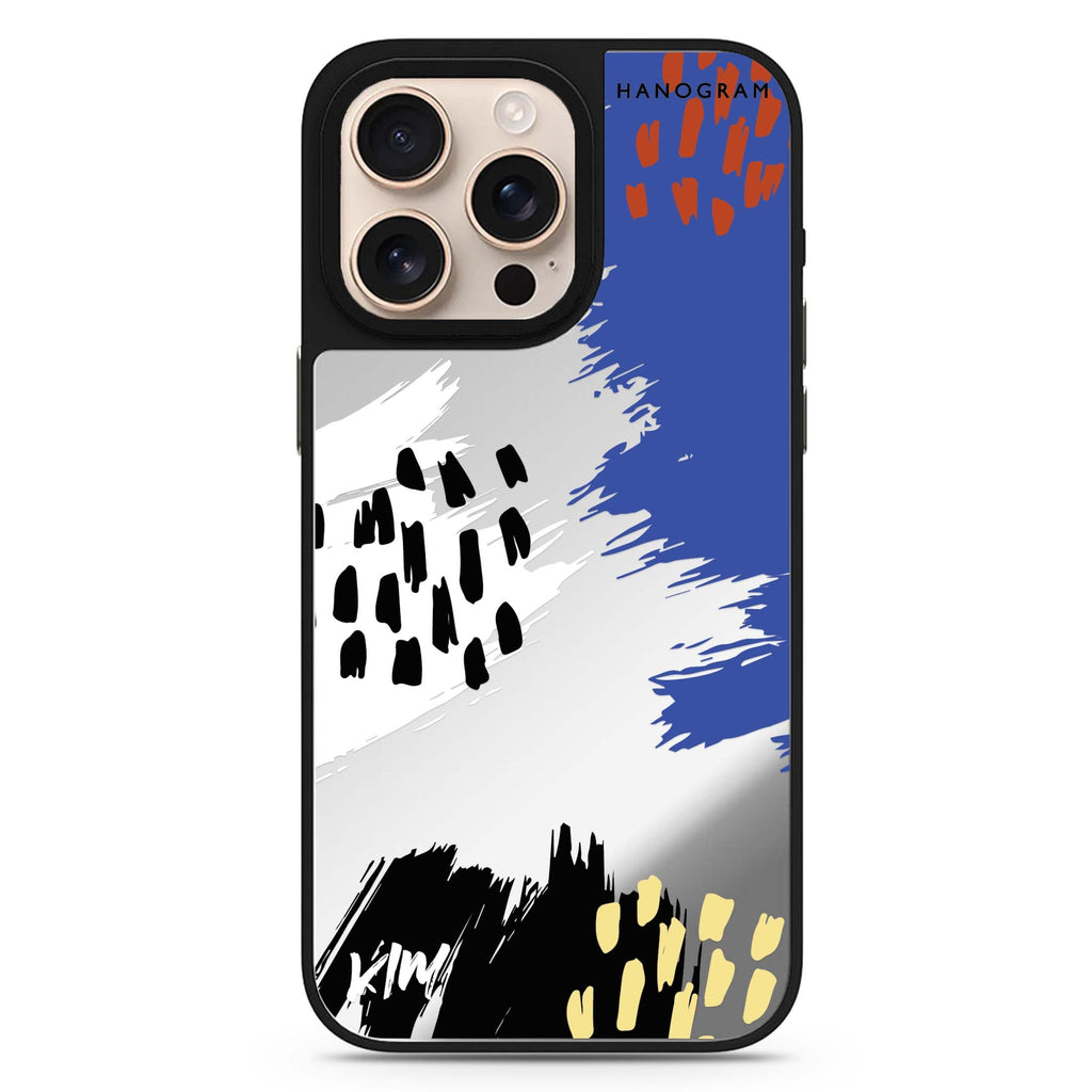Trendy Abstract I personalized name abstract pattern iPhone 16/15/14 Pro Max & Pro mirror case