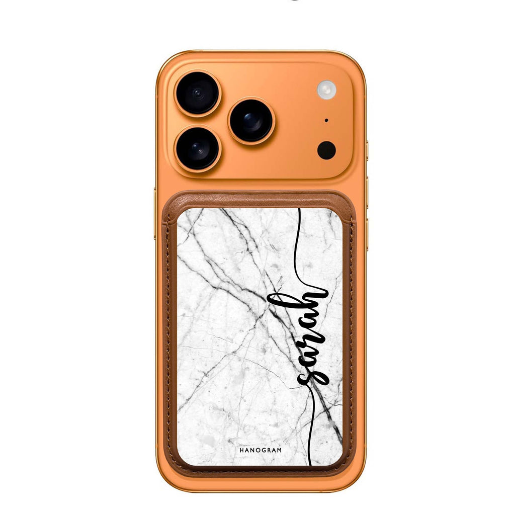 Marble Edition II custom name MagSafe wallet for iPhone, personalized magnetic card holder, main view