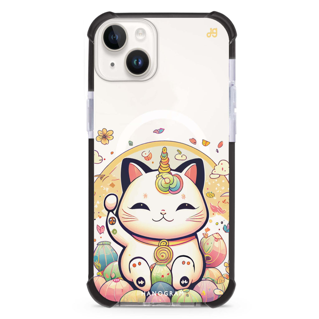 Cute Lucky Cat iPhone 15 Plus MagSafe Compatible Ultra Shockproof Case
