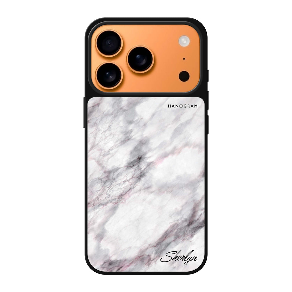 Simple White Marble personalized name white marble iPhone 17 Pro Max mirror case