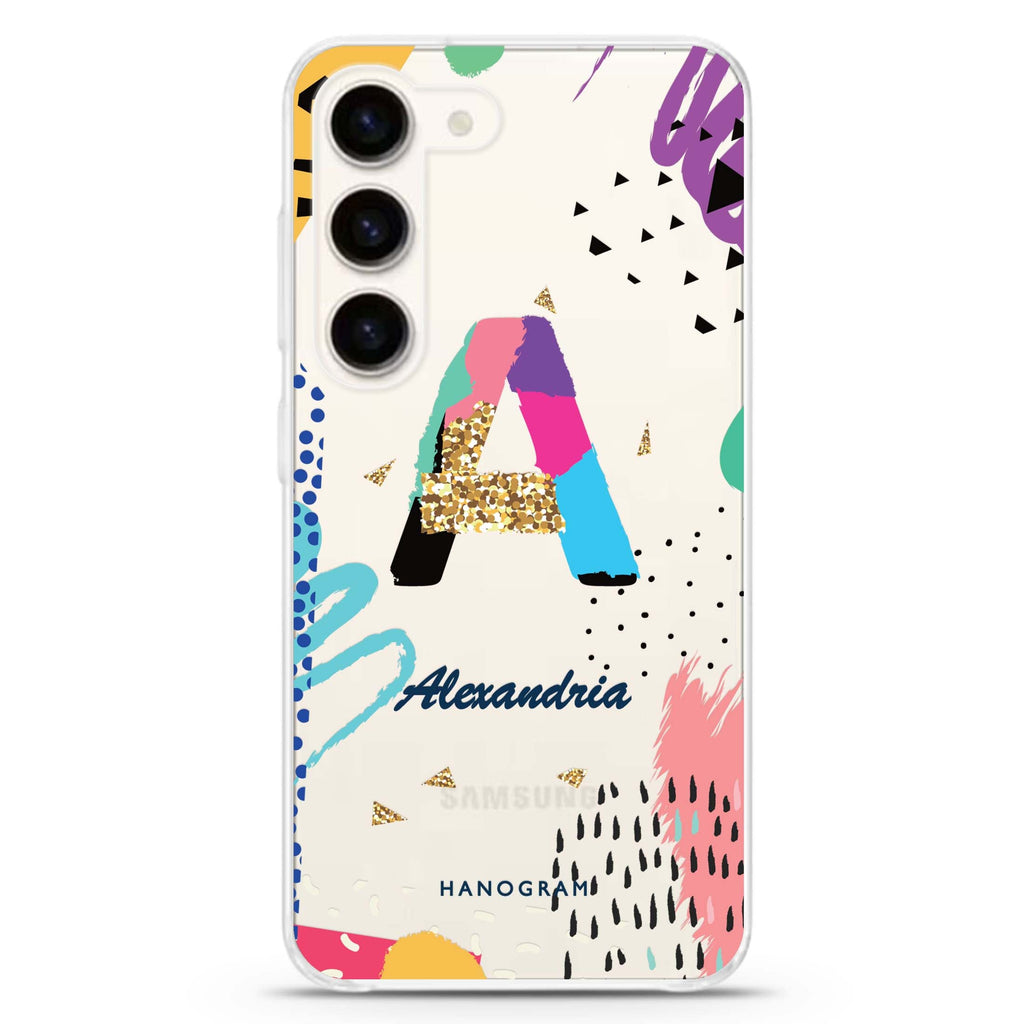 Artistic Monogram IV ultra-clear case for Samsung Galaxy S23/S22, front view