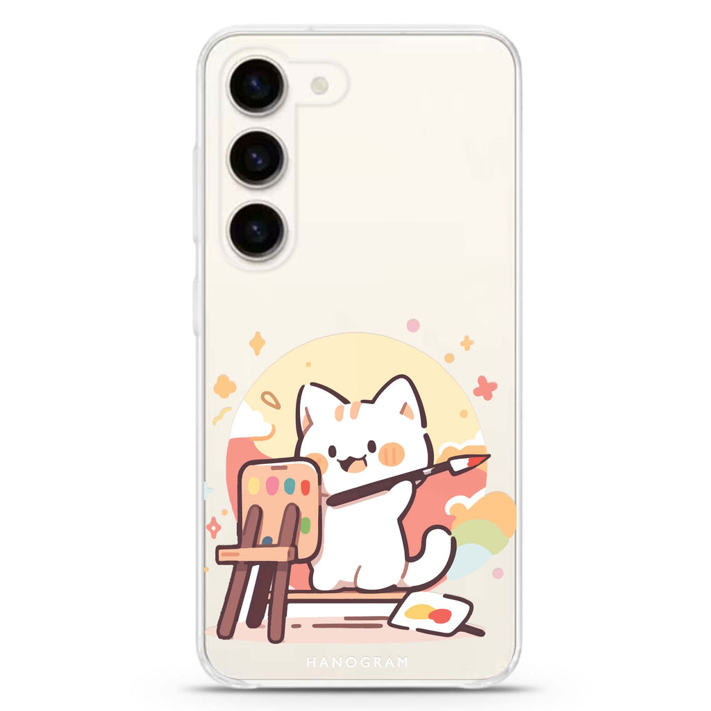 Feline Masterwork ultra-clear case for Samsung Galaxy S23/S22, front view