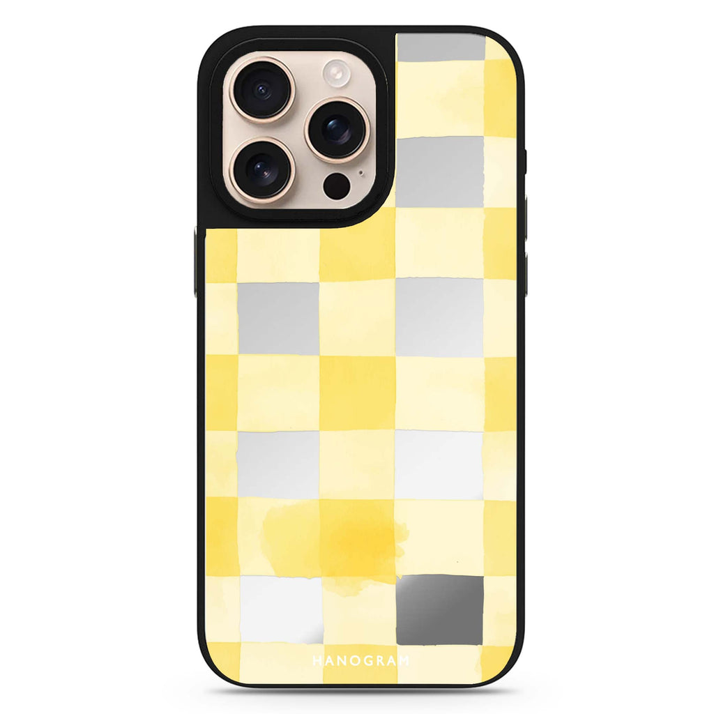 Lemon Checks MagSafe compatible mirror case for iPhone 16/15/14 Pro Max and Pro, main view