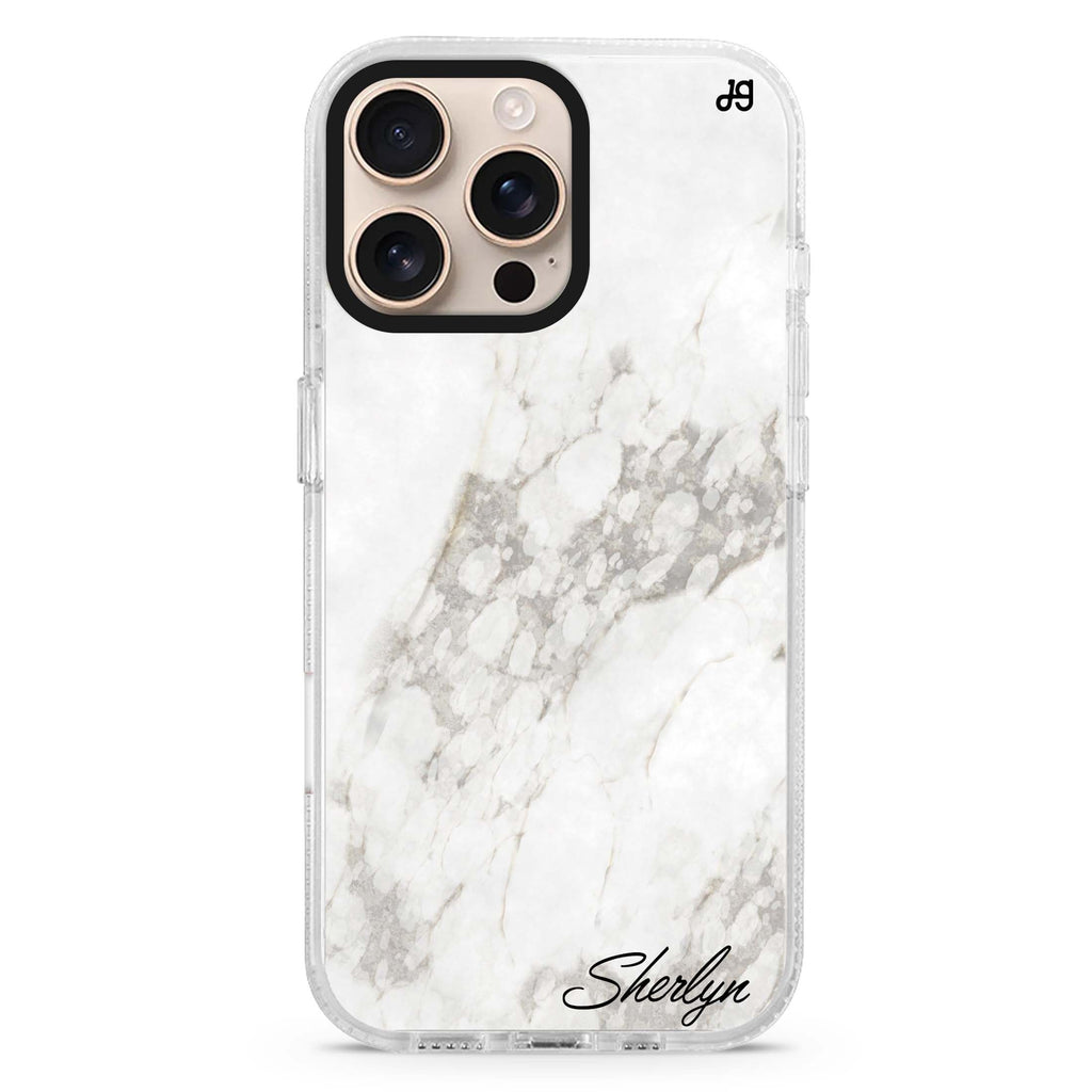 Simple White Marble iPhone 16 Pro & 16 Pro Max Case - Personalized and Stylish Protection