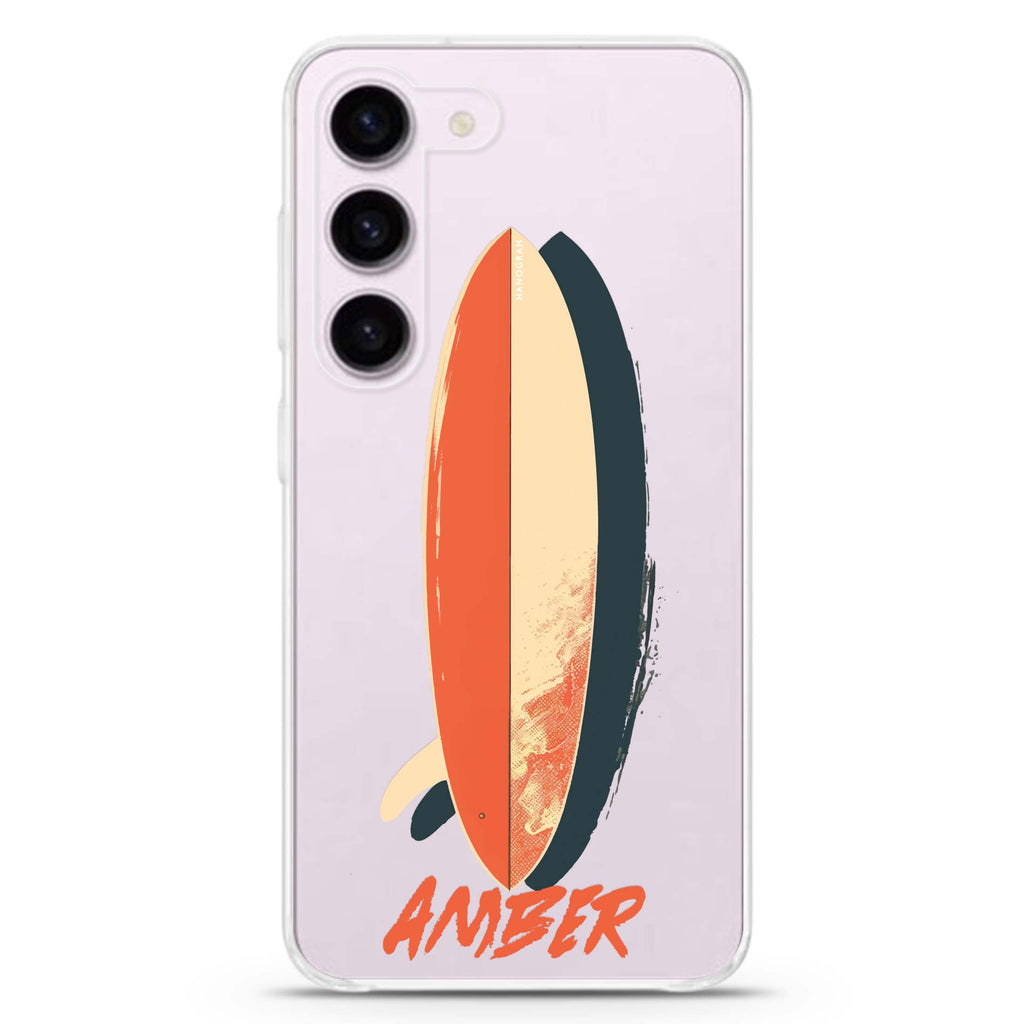 Wave Rider personalized ultra-clear case for Samsung Galaxy S23/S22, front view