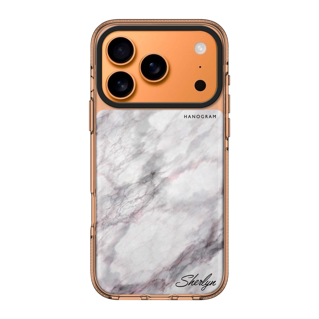 Simple White Marble personalized name white marble minimalist neutral iPhone 17 Pro Max ultra clear case
