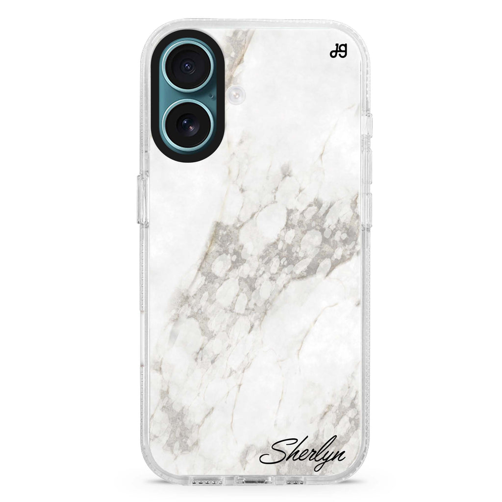 Simple White Marble MagSafe Compatible iPhone 16 Ultra Clear Case - Personalized and Stylish Protection