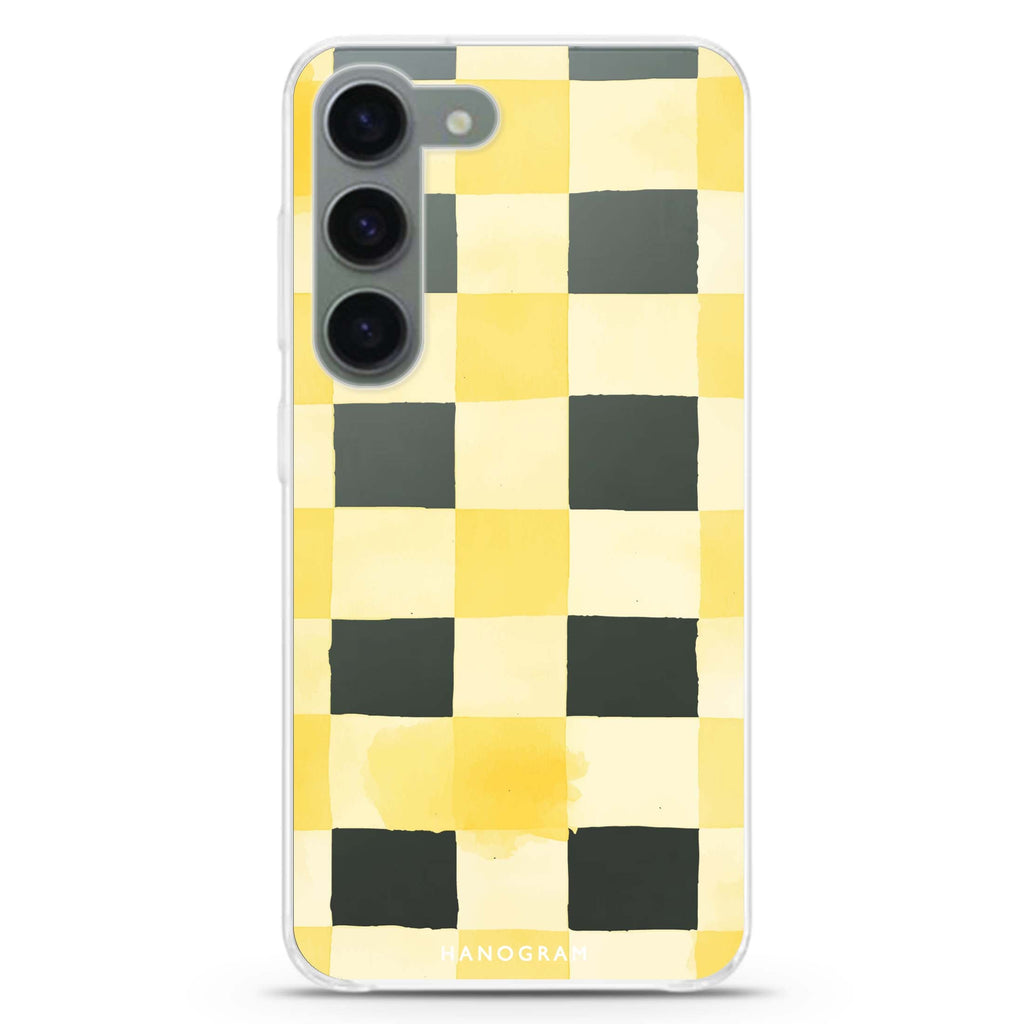 Lemon Checks ultra-clear case for Samsung Galaxy S23/S22, front view