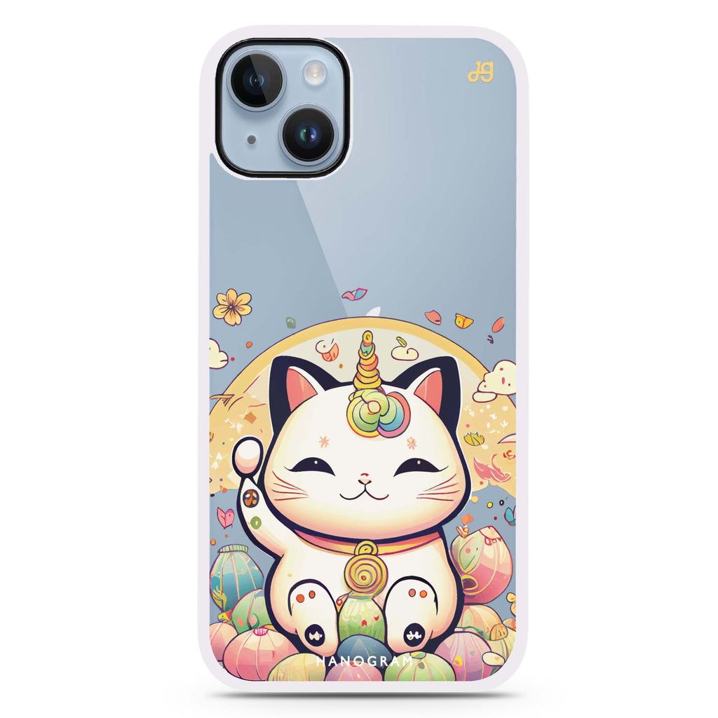 Cute Lucky Cat iPhone 15 Plus Impact Guard Bumper Case