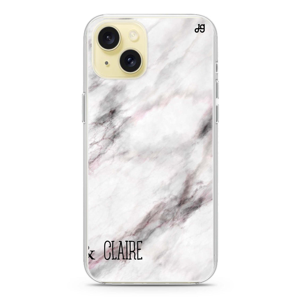 White Marble iPhone 15 plus Ultra Clear Case