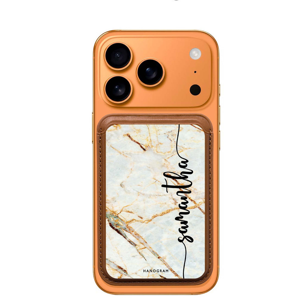 Marble Edition III custom name MagSafe wallet for iPhone, personalized magnetic card holder, main view