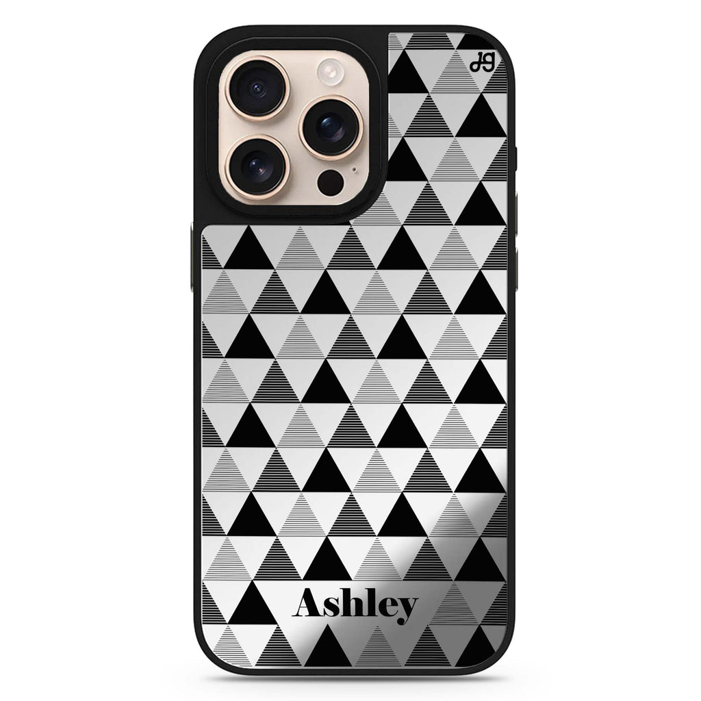 Triangles Seamless personalized name sleek reflective design iPhone 16/15/14 Pro Max & Pro mirror case
