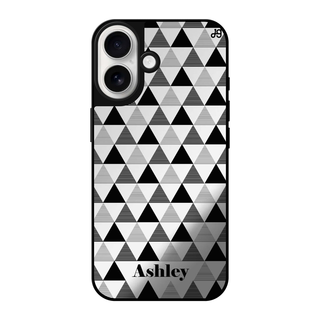 Reflective iPhone 16 Mirror Case –Triangles Seamless Design