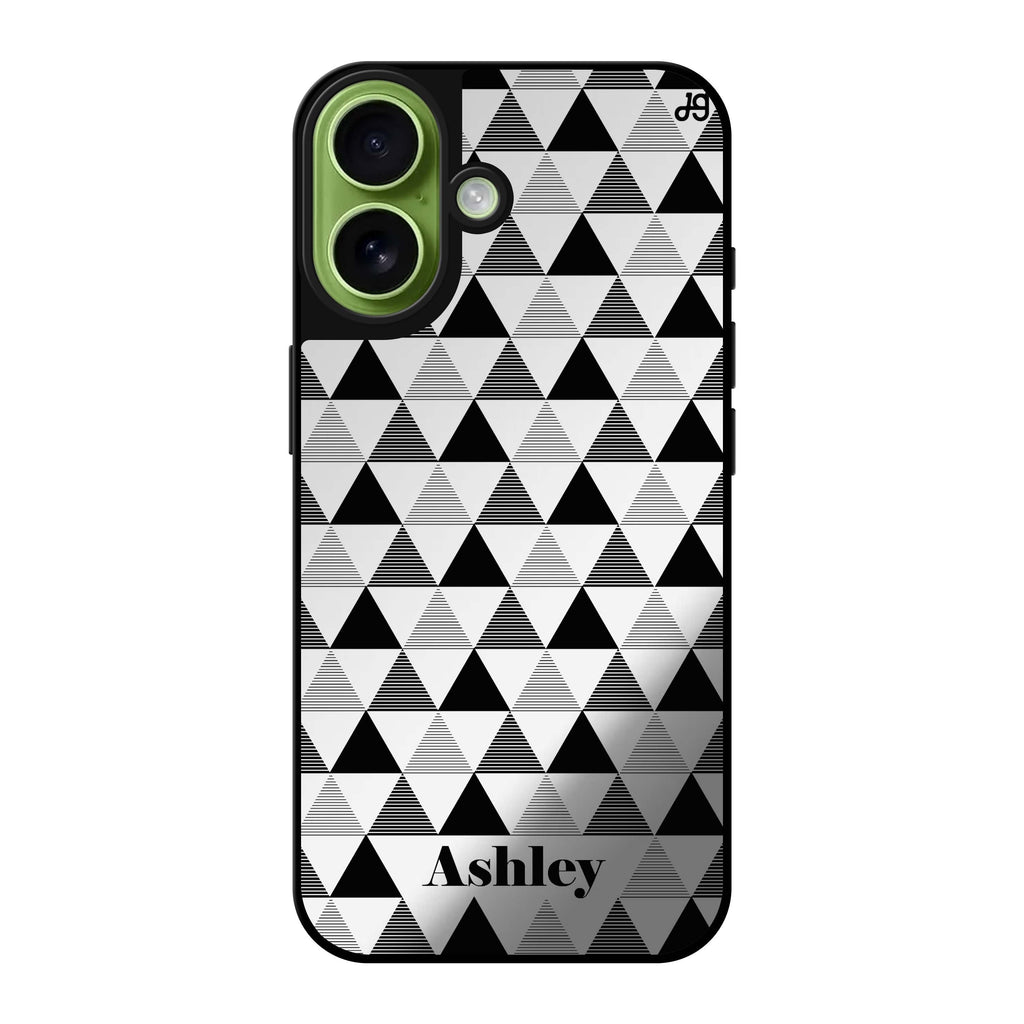 Reflective iPhone 16 Mirror Case –Triangles Seamless Design