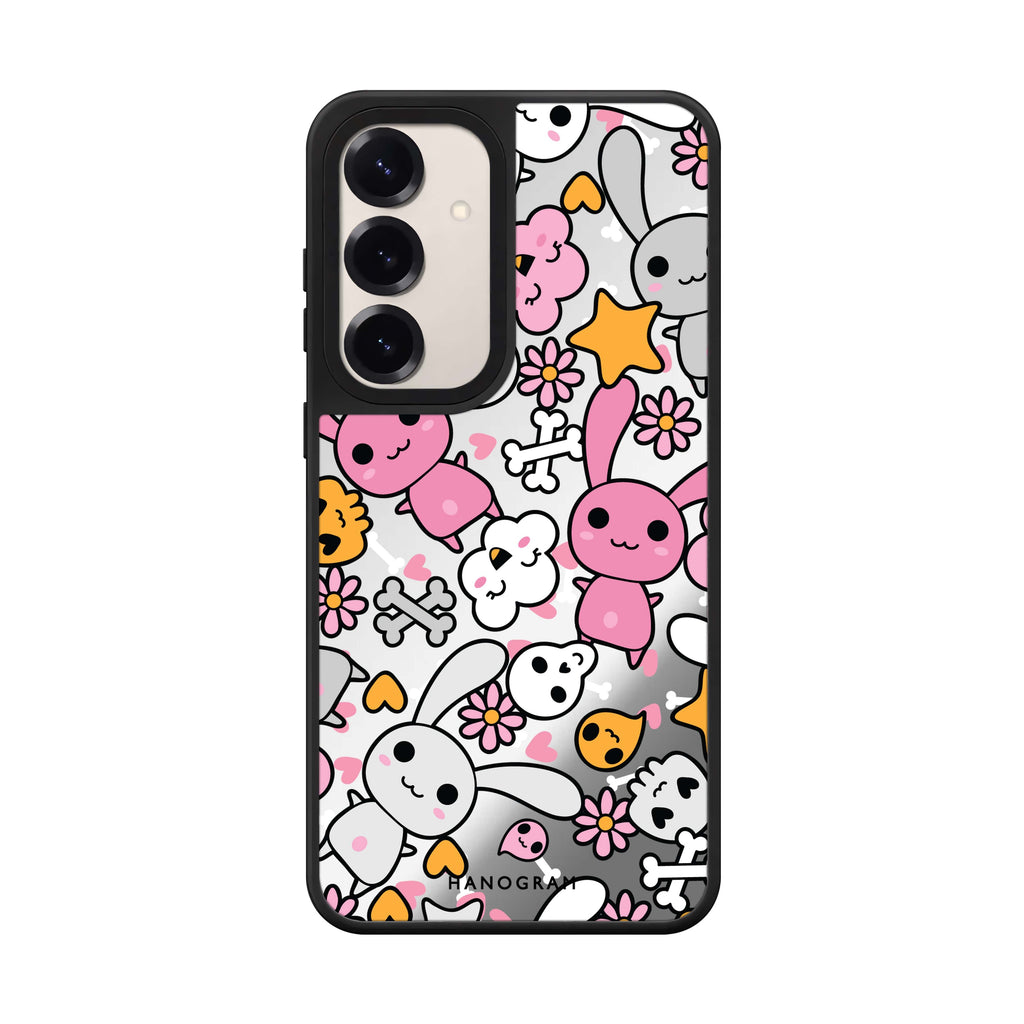 Bunny Doodles Samsung Galaxy mirror case front view