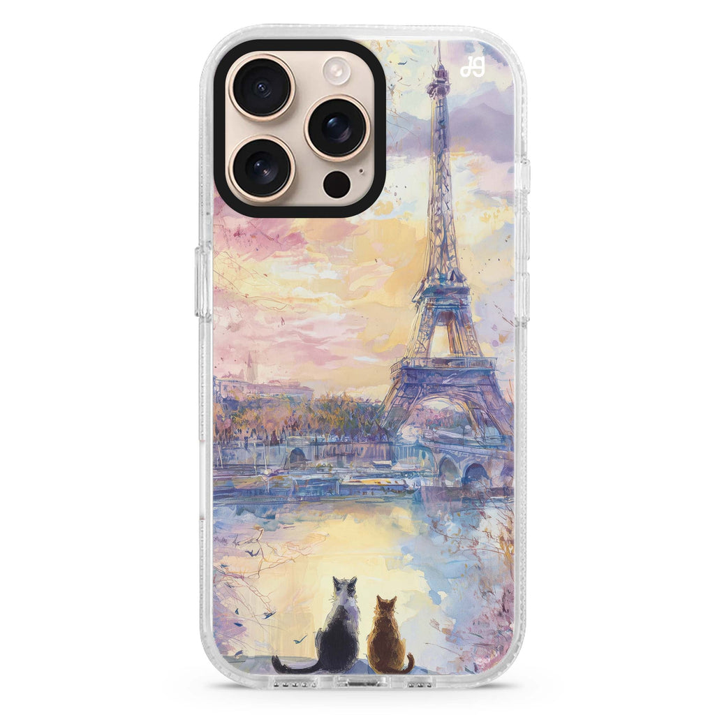 Paris Sunset Cats Magsafe Compatible Ultra Clear Case