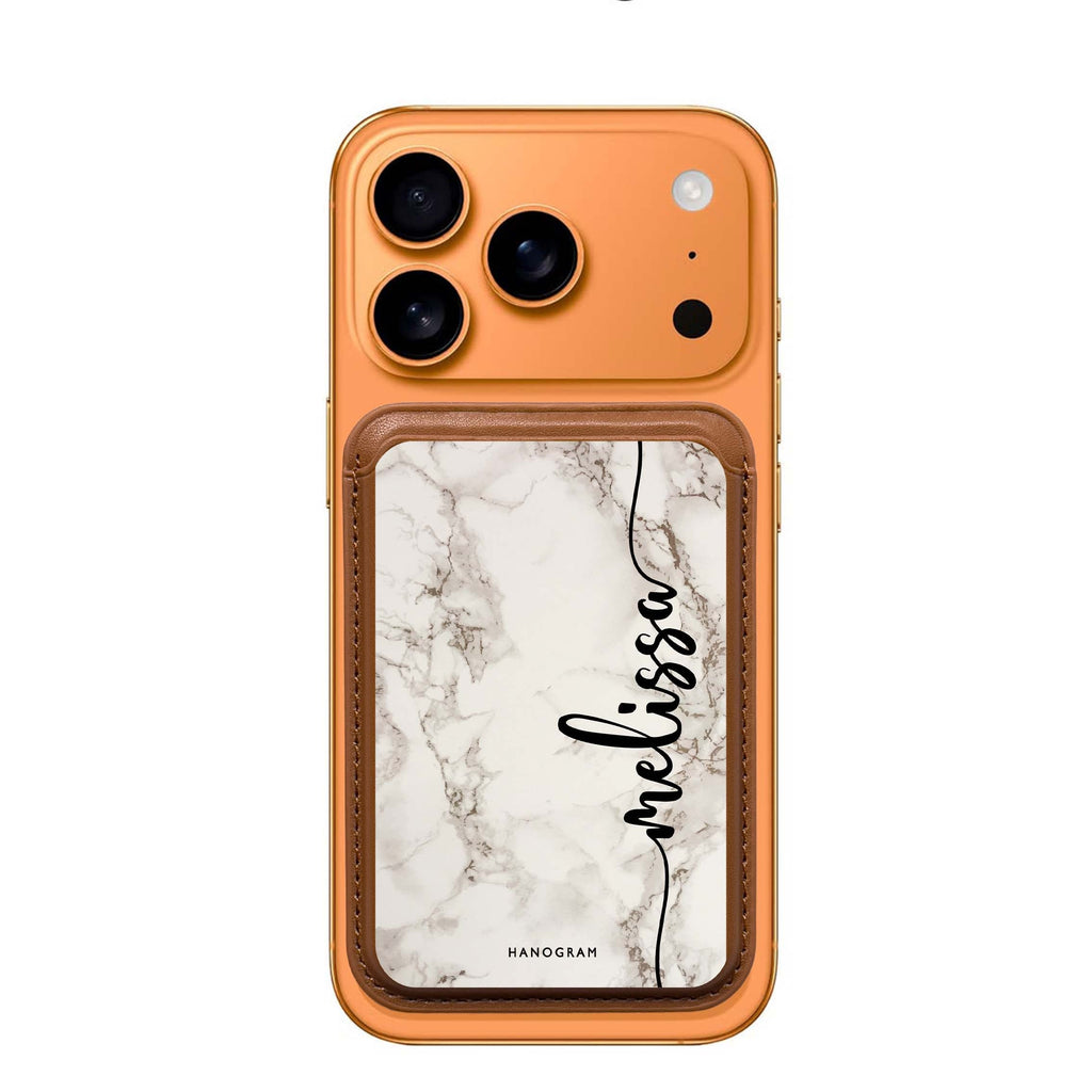 Marble Edition V custom name MagSafe wallet for iPhone, personalized magnetic card holder, main view
