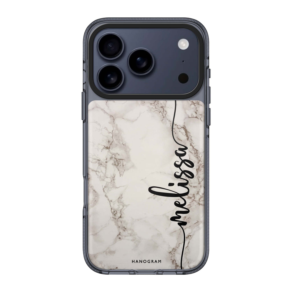 Marble Edition V personalized name marble iPhone 17 Pro Max ultra clear case