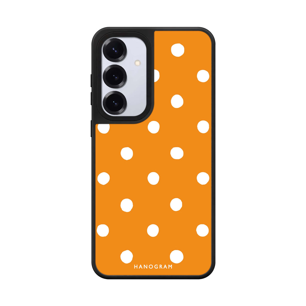 Orange Dots Samsung Galaxy mirror case front view