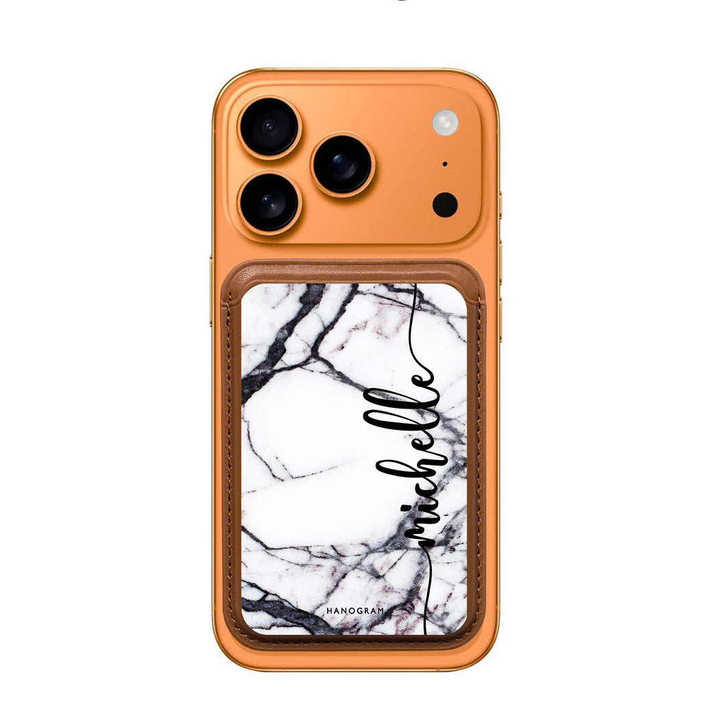 Marble Edition VI custom name MagSafe wallet for iPhone, personalized magnetic card holder, main view