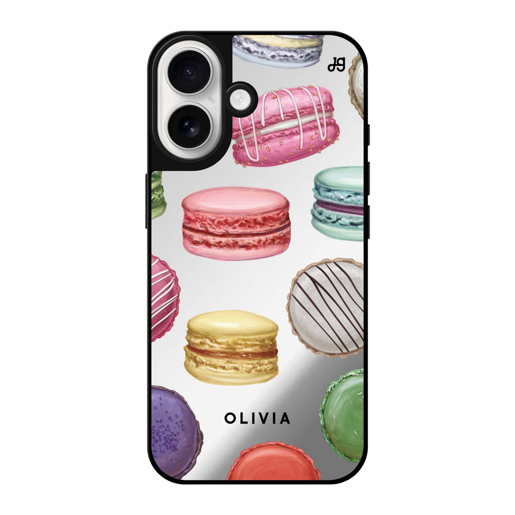 Reflective iPhone 16 Mirror Case –Macarons Land Design