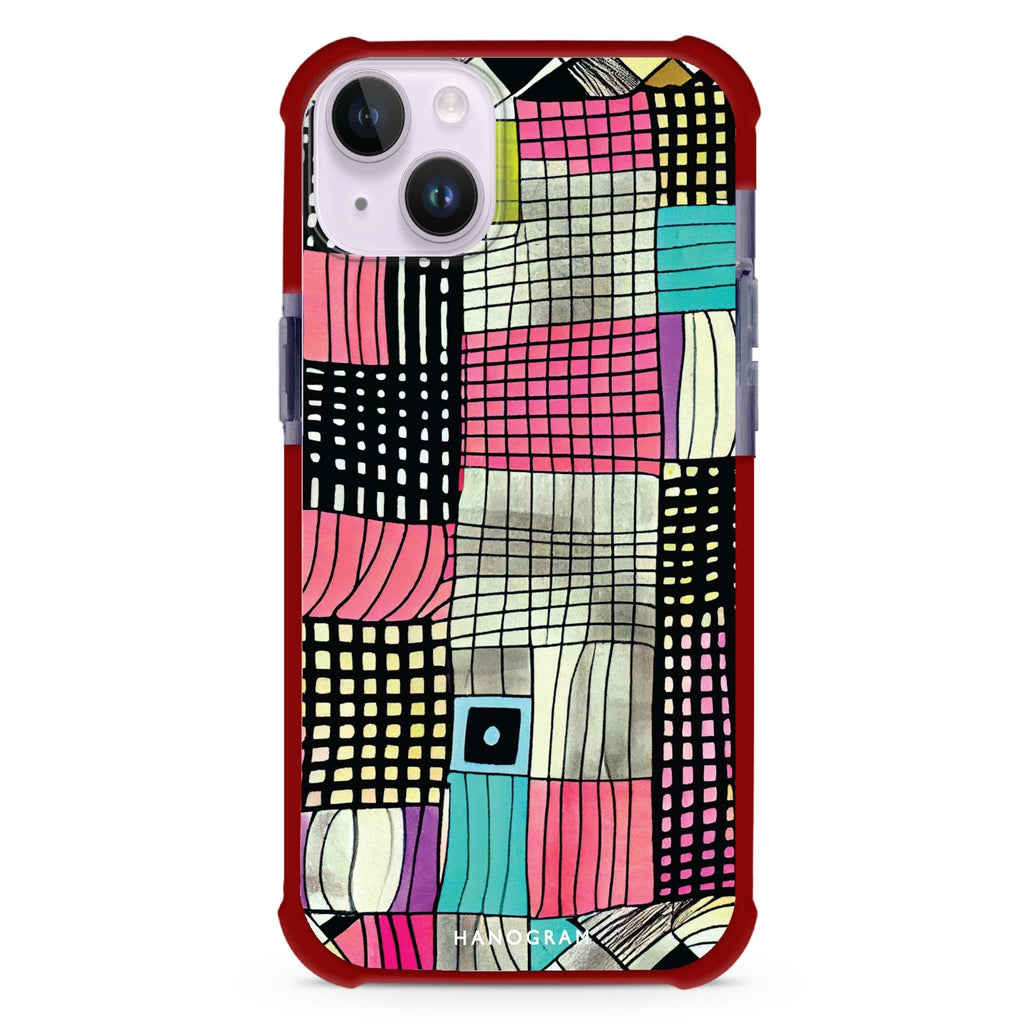 Abstract Checked Pattern iPhone 15 Plus Ultra Shockproof Case