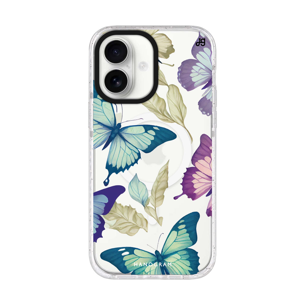 Beautiful Butterfly iPhone 17 ultra clear MagSafe case, front product view