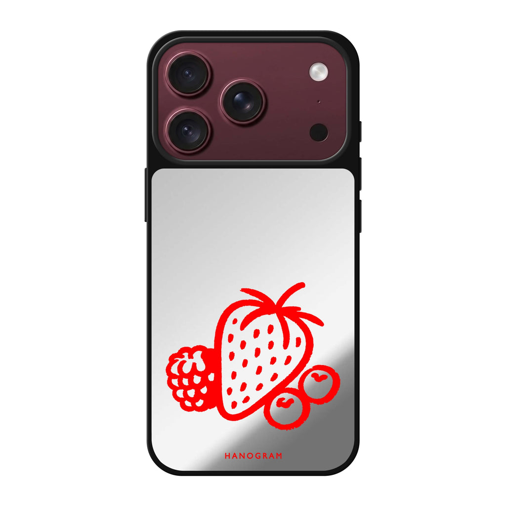 Berry Red Doodles iPhone 18 Pro Max Mirror Case - design view 1
