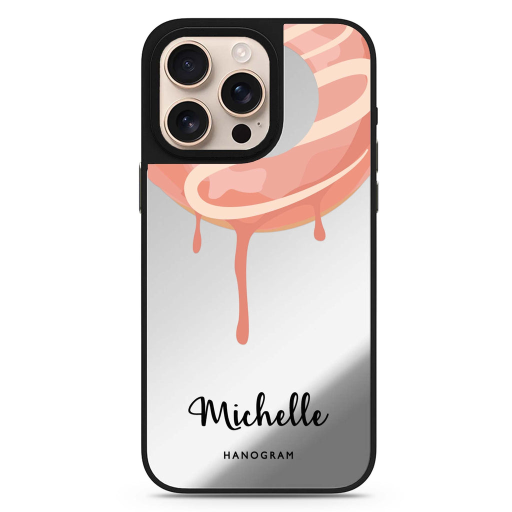 Yummy Donut I personalized name food-inspired design iPhone 16/15/14 Pro Max & Pro mirror case
