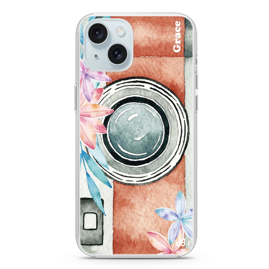Watercolor Camera iPhone 15 plus Ultra Clear Case
